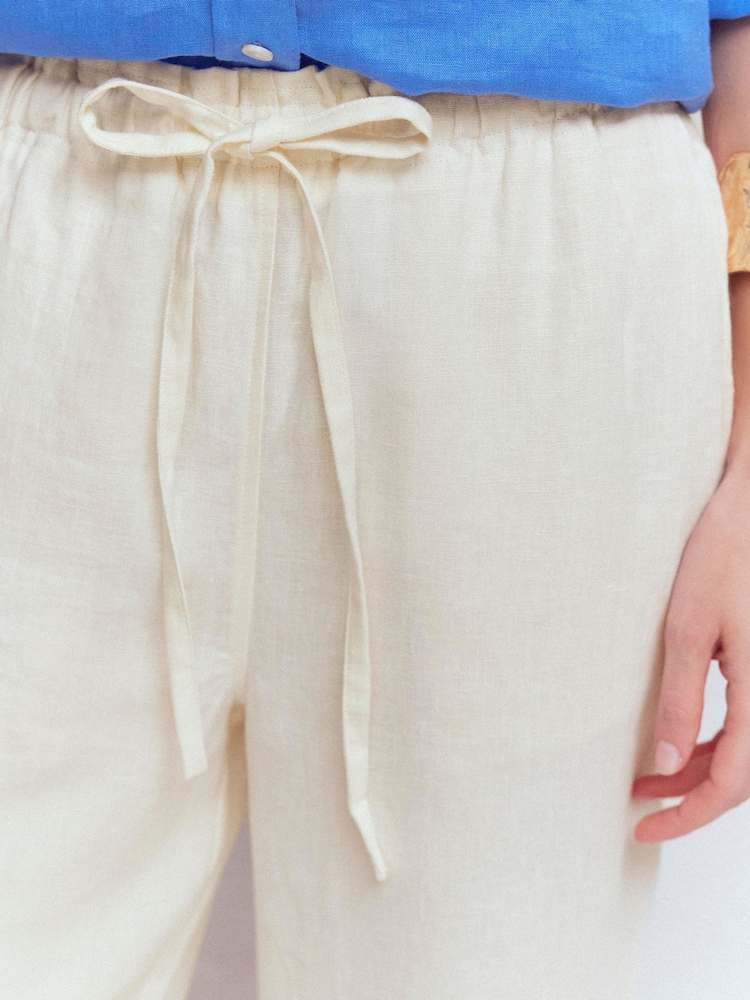 Boden Cream Islington Linen Crop Trousers - Image 2 of 6