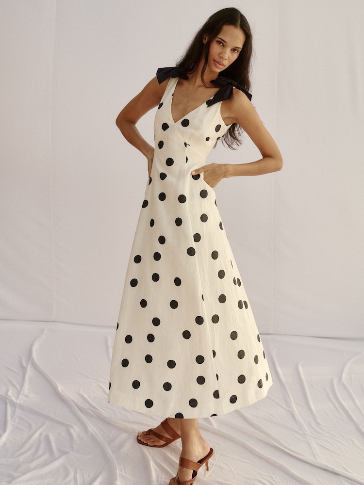 Boden Bow Detail Linen Empire Dress - Bild 1 von 7 Boden Bow Detail Linen Empire Dress - Bild 1 von 7