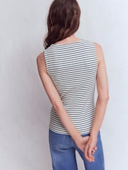 Boden Blue Evie Button Through Rib Vest - Image 3 of 6