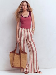 Boden Pink Islington Linen Trousers - Image 1 of 8