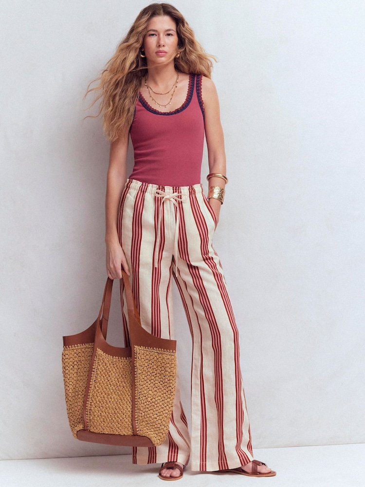 Boden Pink Islington Linen Trousers - Image 1 of 8