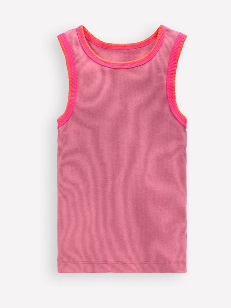 Boden Pink Crochet Trim Ribbed Vest - Image 1 of 3