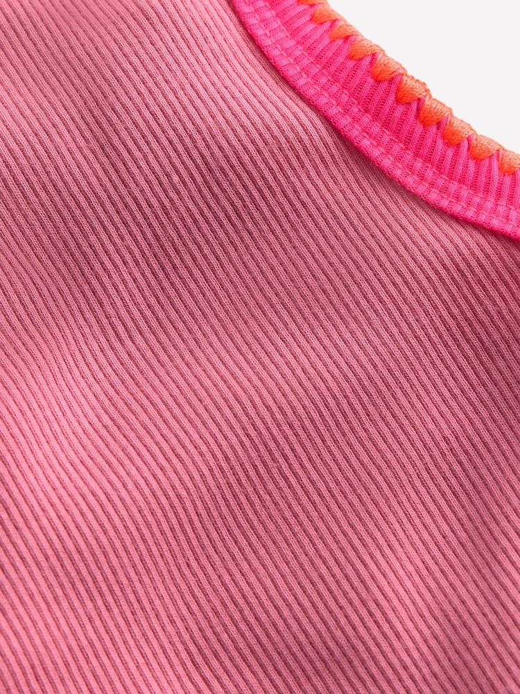 Boden Pink Crochet Trim Ribbed Vest - Image 3 of 3