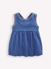 Boden Blue Cross-Back Pom Trim Dresses - Image 1 of 3