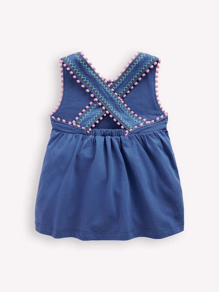 Boden Blue Cross-Back Pom Trim Dresses - Image 2 of 3
