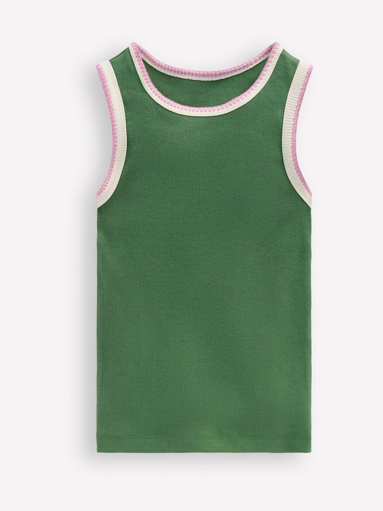 Boden Green Crochet Trim Ribbed Vest - Image 1 of 4