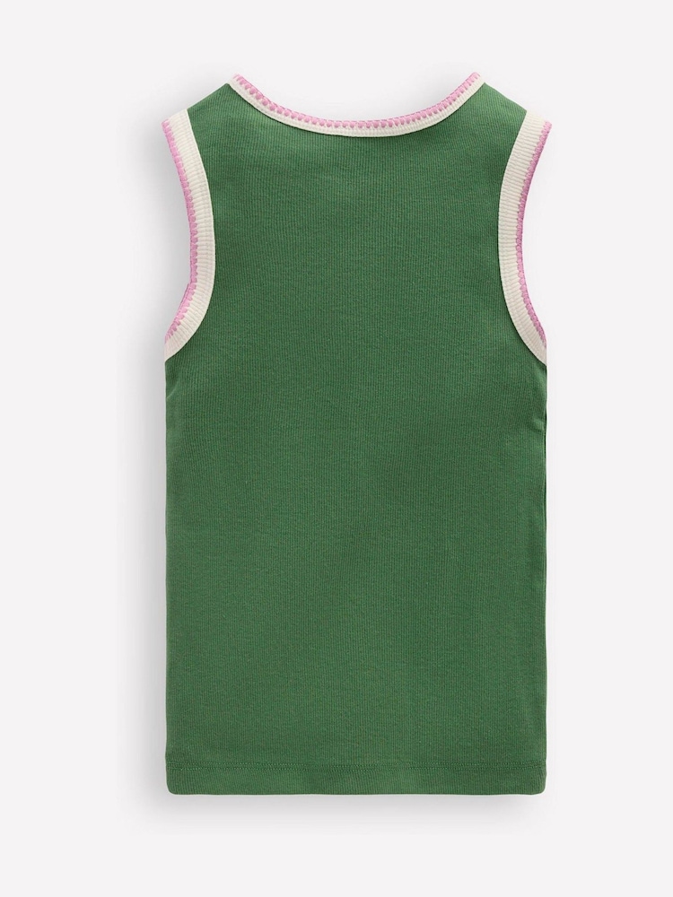 Boden Green Crochet Trim Ribbed Vest - Image 2 of 4