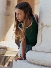 Boden Green Crochet Trim Ribbed Vest - Image 3 of 4