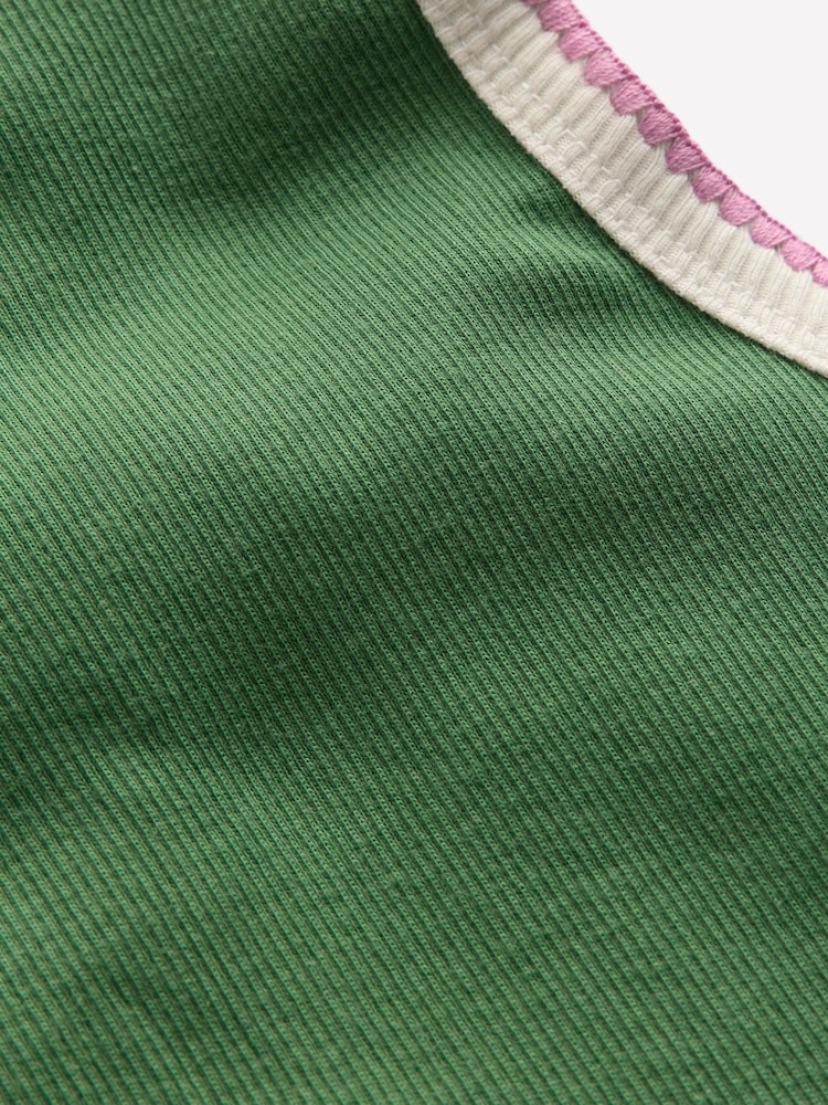 Boden Green Crochet Trim Ribbed Vest - Image 4 of 4
