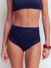 Boden Navy Blue Kythira Ruched Bikini Bottom - Image 5 of 7