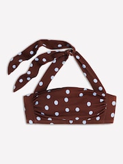 Boden Brown/Blue Spot Kythira Ruched Bikini Top - Image 7 of 8