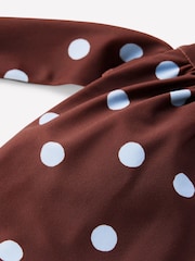 Boden Brown/Blue Spot Kythira Ruched Bikini Top - Image 8 of 8