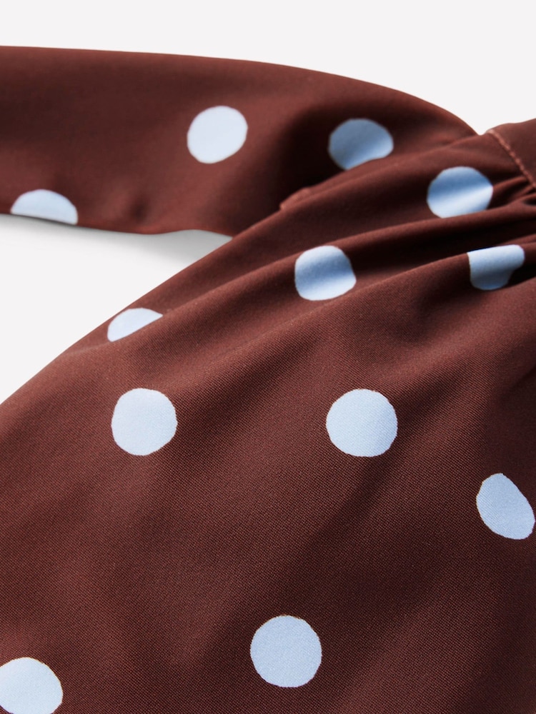 Boden Brown/Blue Spot Kythira Ruched Bikini Top - Image 8 of 8