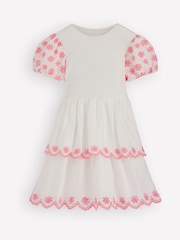 Boden Cream Broderie Rara Jersey Dress - Image 1 of 3