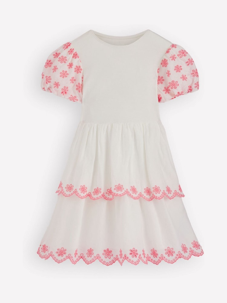 Boden Cream Broderie Rara Jersey Dress - Image 1 of 3