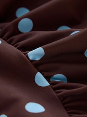 Boden Brown/Blue Spot Kythira Ruched Tankini Top - Image 3 of 7