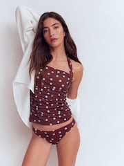 Boden Brown/Blue Spot Kythira Ruched Tankini Top - Image 5 of 7