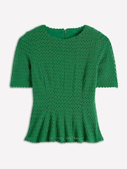 Boden Green Lace Peplum Top - Image 1 of 1