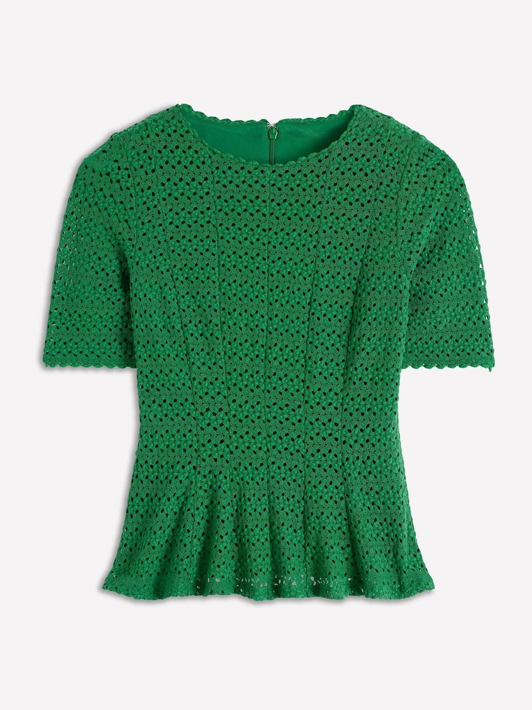 Boden Green Lace Peplum Top - Image 1 of 1