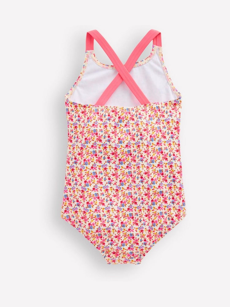 Cream - Costum de baie cu imprimeu și spate încrucișat Boden - Imaginea 2 din 3