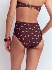 Boden Brown/Blue Spot Kythira Ruched Bikini Bottom - Image 3 of 7