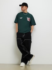 River Island Green Oversized Badge T-Shirt - Image 1 of 4