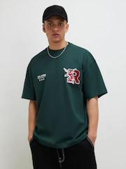 River Island Green Oversized Badge T-Shirt - Image 3 of 4