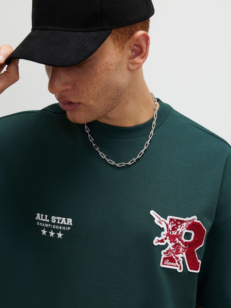 River Island Green Oversized Badge T-Shirt - Image 4 of 4