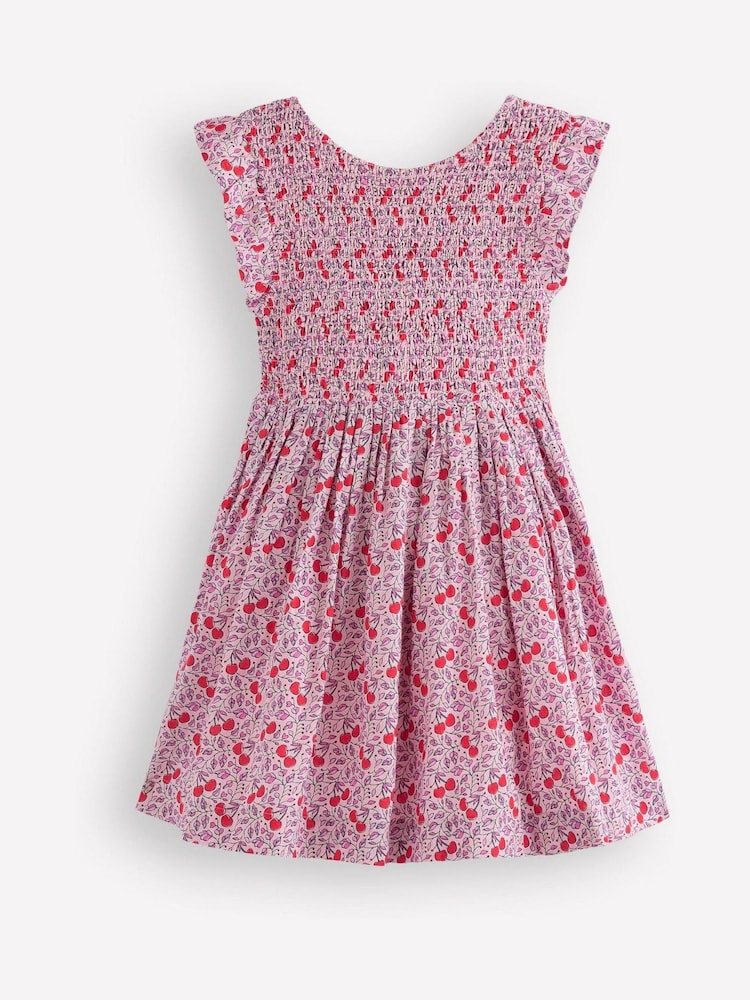 Boden Pink Bow Back Flutter Sleeve Dress - Image 1 of 3 Boden Pink Bow Back Flutter Sleeve Dress - Image 1 of 3