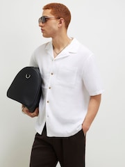 River Island White Regular Fit Linen Blend Revere Shirt - Image 1 of 4