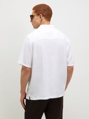 River Island White Regular Fit Linen Blend Revere Shirt - Image 3 of 4