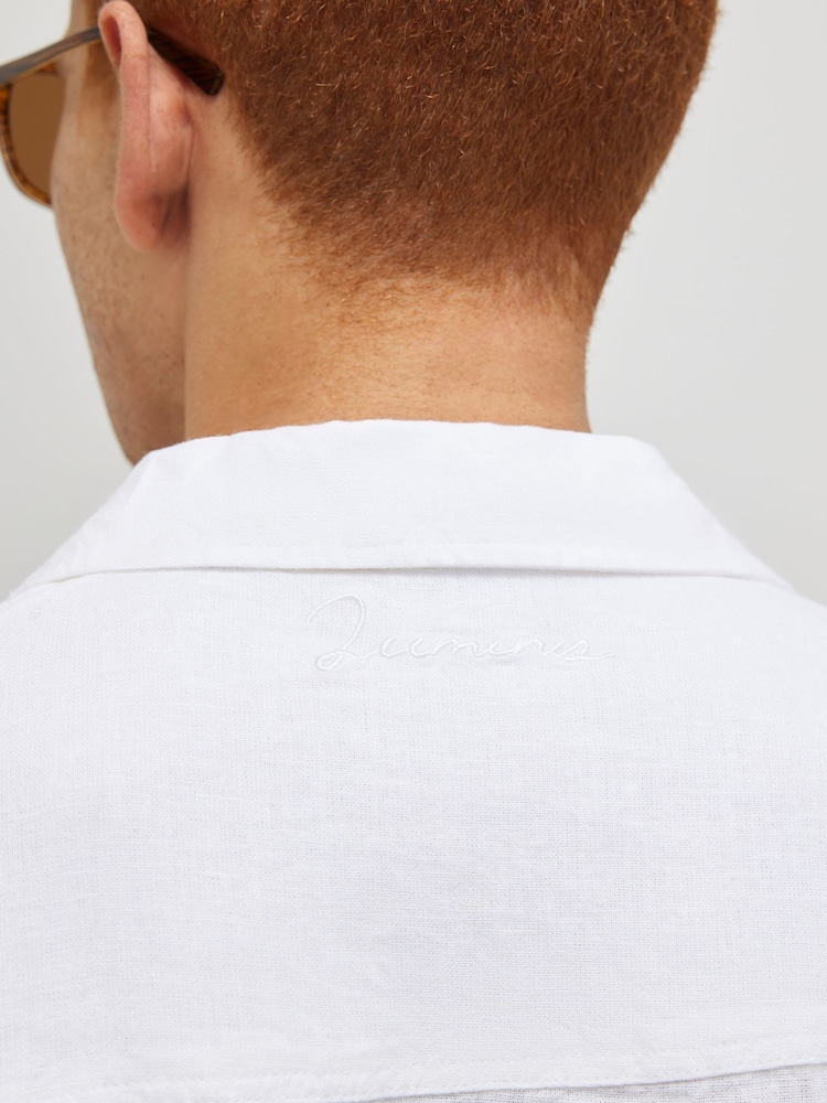 River Island White Regular Fit Linen Blend Revere Shirt - Image 4 of 4