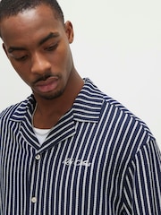 River Island Blue Textured Stripe Revere Shirt - Image 4 of 4