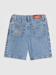 River Island Blue Regular Fit Washed Denim Shorts - Image 4 of 6
