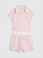 River Island Pink Clean Polo Shirt & Shorts Set - Image 1 of 4