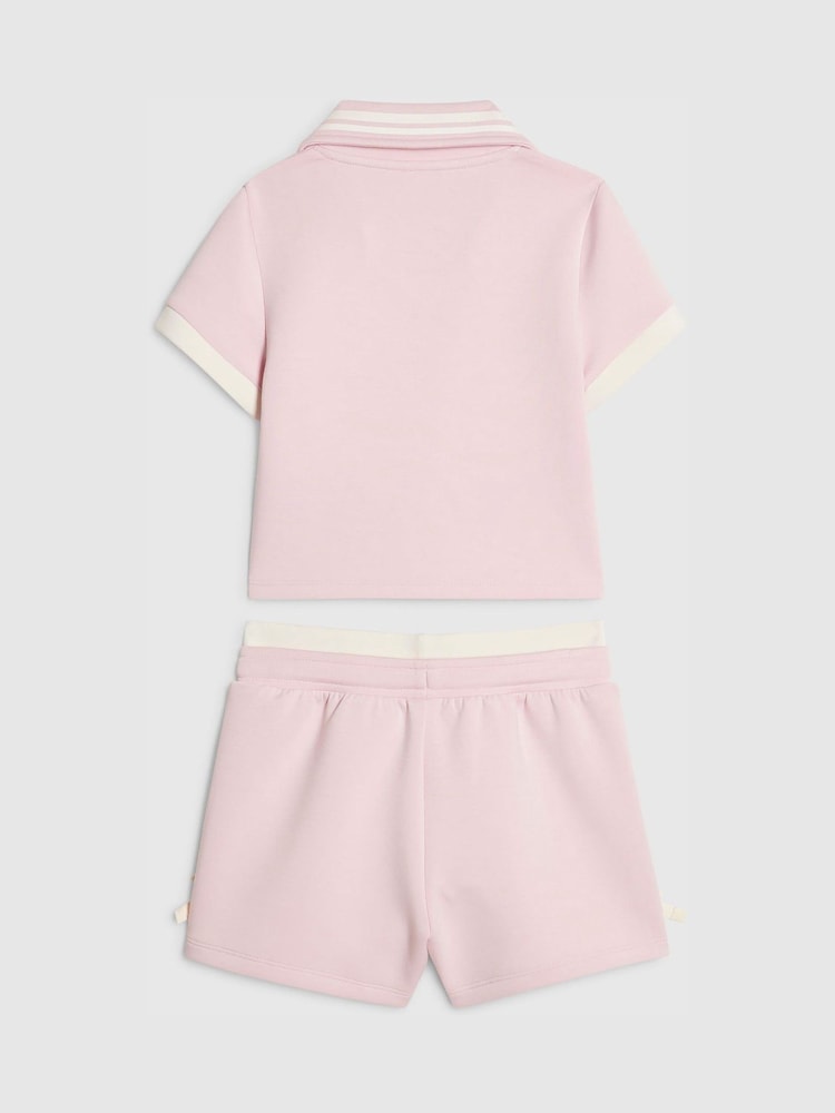 River Island Pink Clean Polo Shirt & Shorts Set - Image 2 of 4