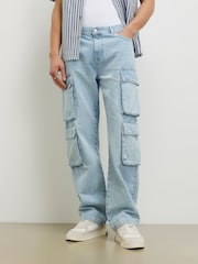 River Island Loose Fit Denim Cargo Jeans - Imagen 1 de 4