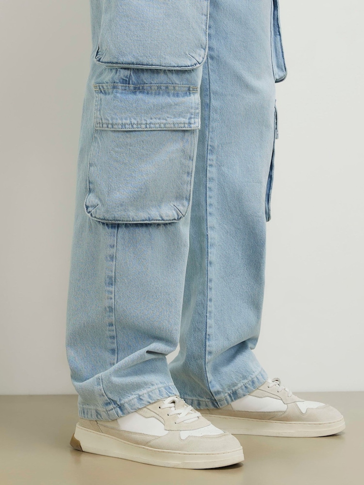 River Island Loose Fit Denim Cargo Jeans - Imagen 4 de 4