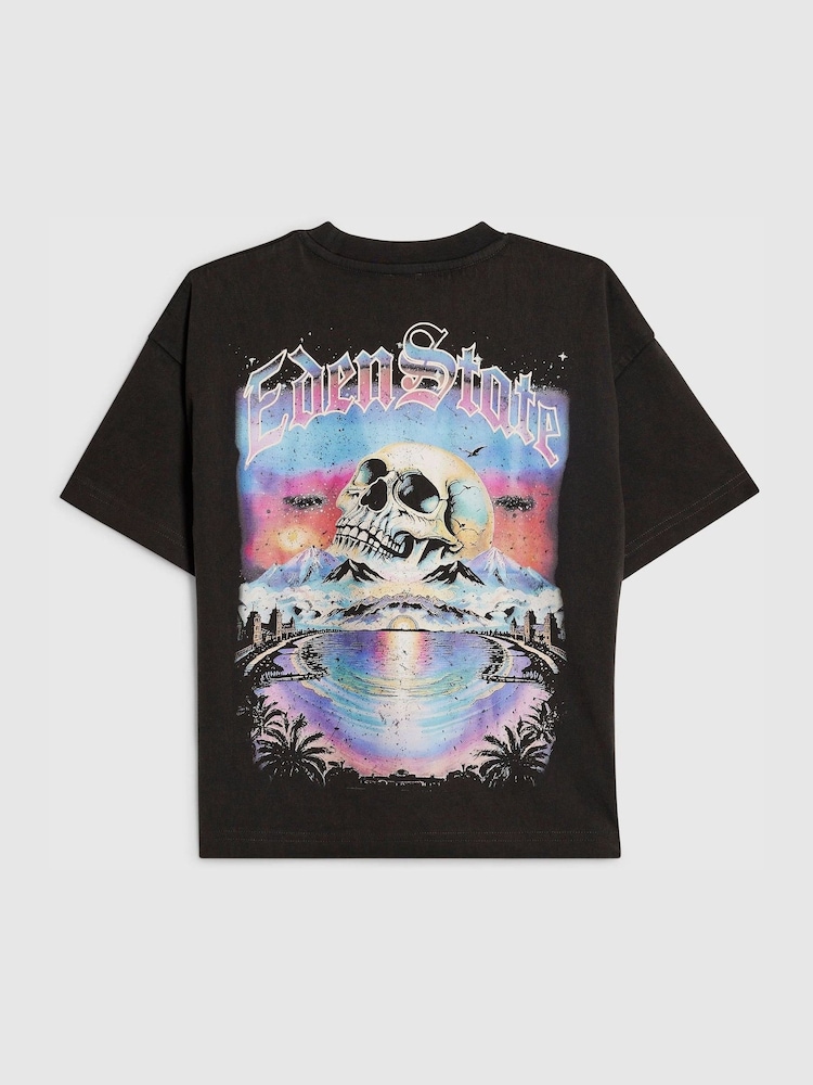 River Island Black Oversized Skull Washed T-Shirt - Image 1 of 4 River Island Black Oversized Skull Washed T-Shirt - Image 1 of 4