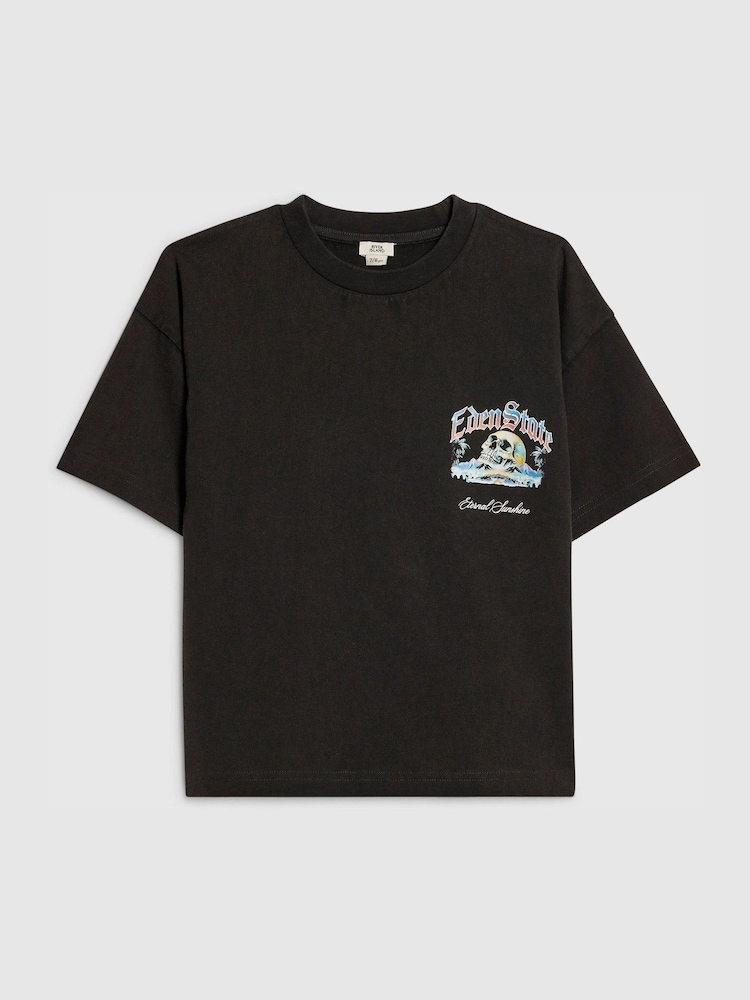 River Island Black Oversized Skull Washed T-Shirt - Image 2 of 4 River Island Black Oversized Skull Washed T-Shirt - Image 2 of 4