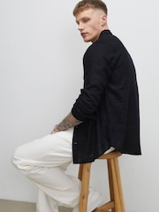 River Island Black Regular Fit Linen Blend Shirt - Image 2 of 4