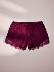 AIYLA Burgundy Red Lace & Silk Shorts - Image 5 of 8