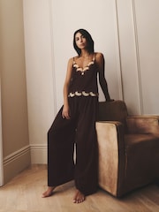 AIYLA Chocolate Brown Premium Satin Trousers - Image 2 of 9