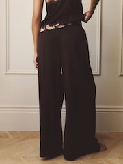 AIYLA Chocolate Brown Premium Satin Trousers - Image 4 of 9