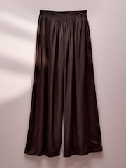 AIYLA Chocolate Brown Premium Satin Trousers - Image 6 of 9