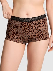 Victoria's Secret Pink Leopard Brown Boyshort Lace Trim Knickers - Image 1 of 2