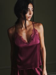 AIYLA Burgundy Red Lace & Silk Camisole - Image 1 of 9