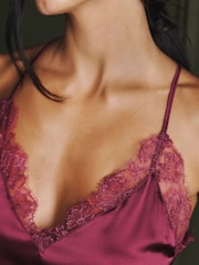 AIYLA Burgundy Red Lace & Silk Camisole - Image 4 of 9