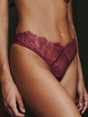 AIYLA Berry Red Brazilian Lace & Silk Knickers - Image 1 of 5