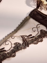 Chocolate Brown - Swiss Designed Embroidered Silk Bra - Larawan 10 ng 10
